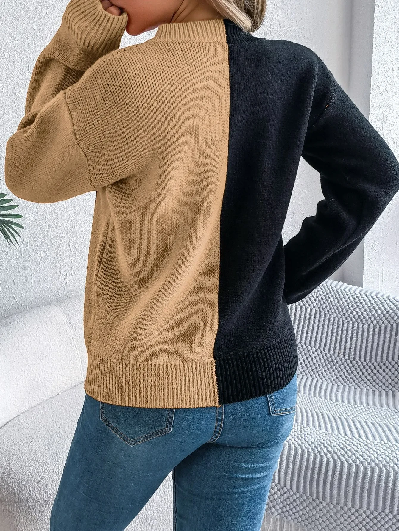 Halloween Contrast-color Pullover Sweater  For Women's Clothing