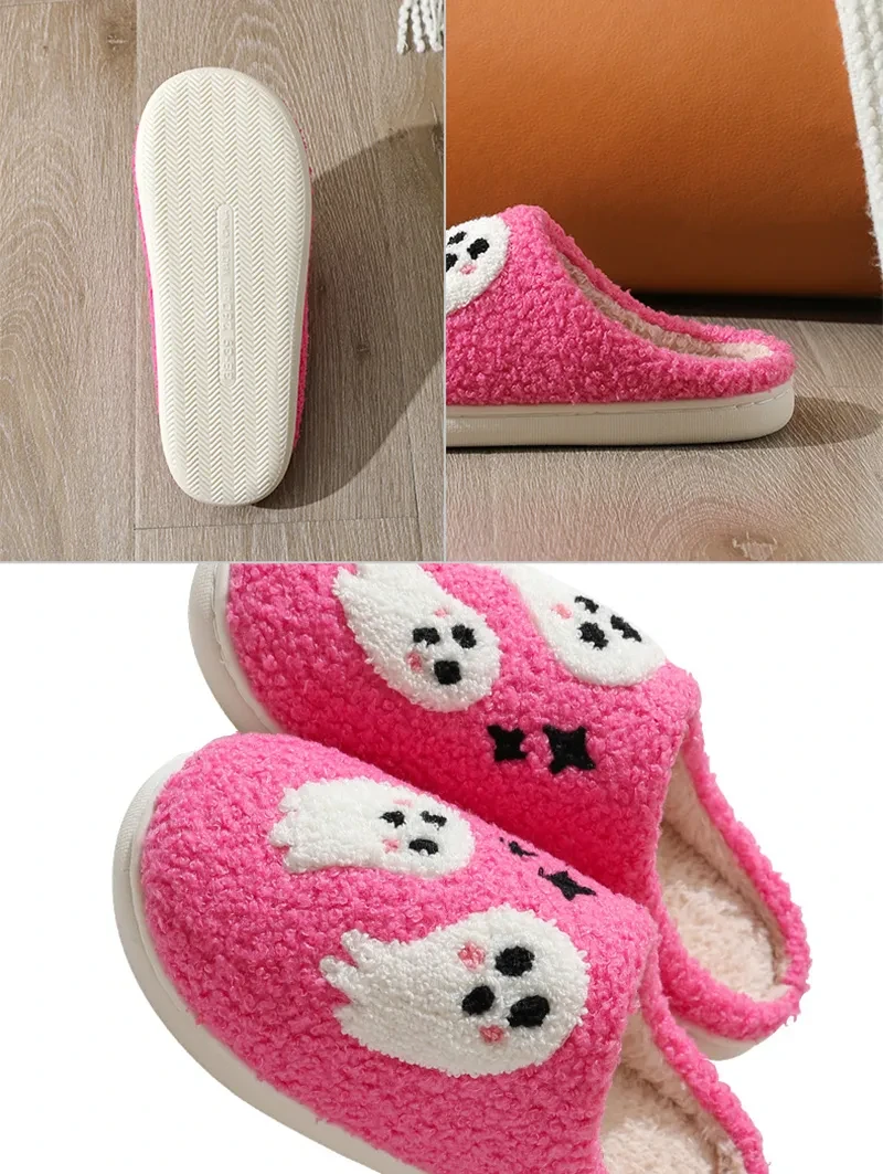 Halloween Cartoon Ghost Cotton Slippers For Women Indoor Non-slip Bedroom Floor Slipper Winter House Shoes