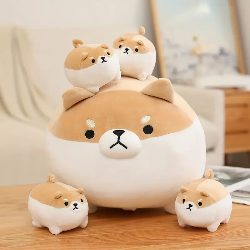 40.64 cm Shiba Inu Plush With 4 Babies In Her Tummy, Shiba Inu Stuffed Animal