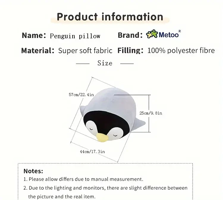 1pc Penguin Pillow Plush Doll Filled Adult Doll Sleeping Soft Pillow Cute Cloth Doll