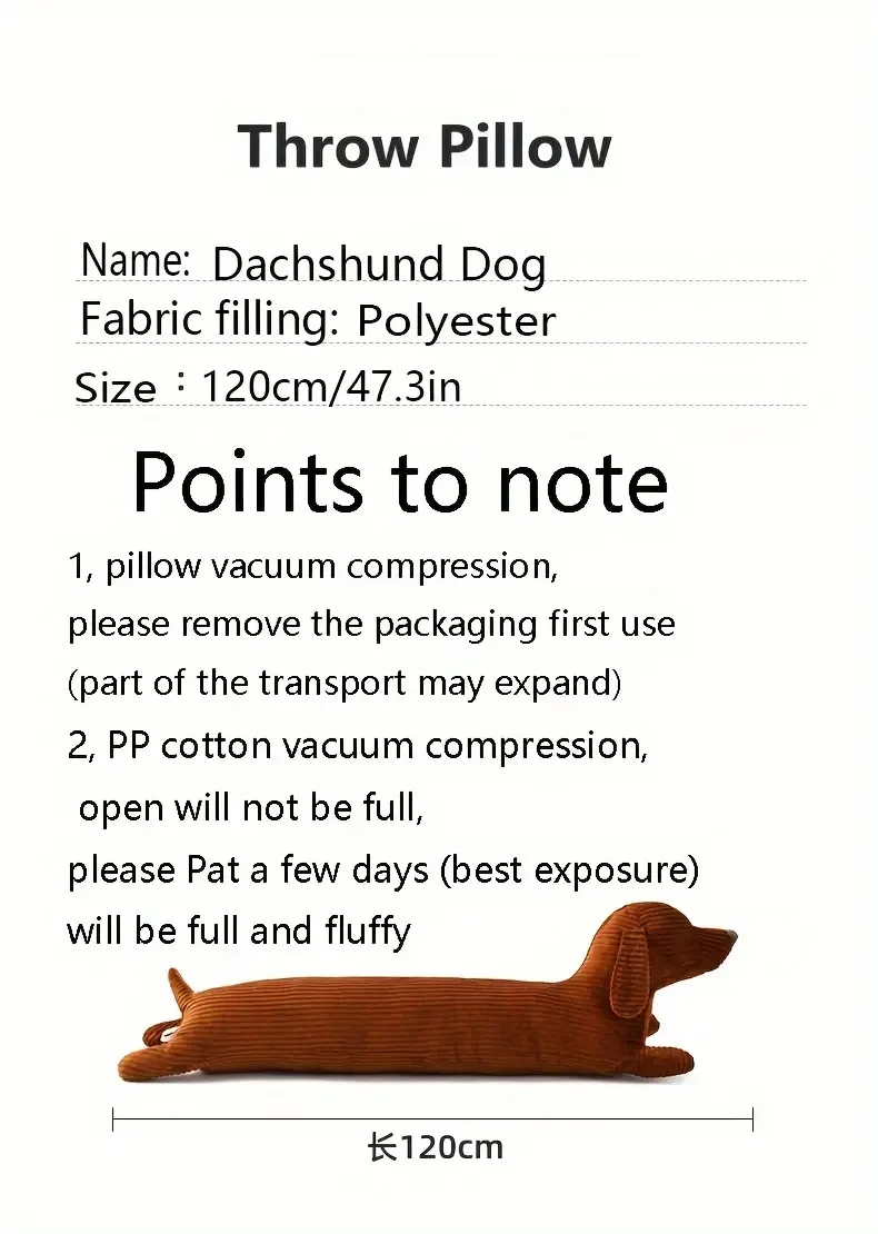 119.38cm Dachshund Dog Plush Hug Pillow