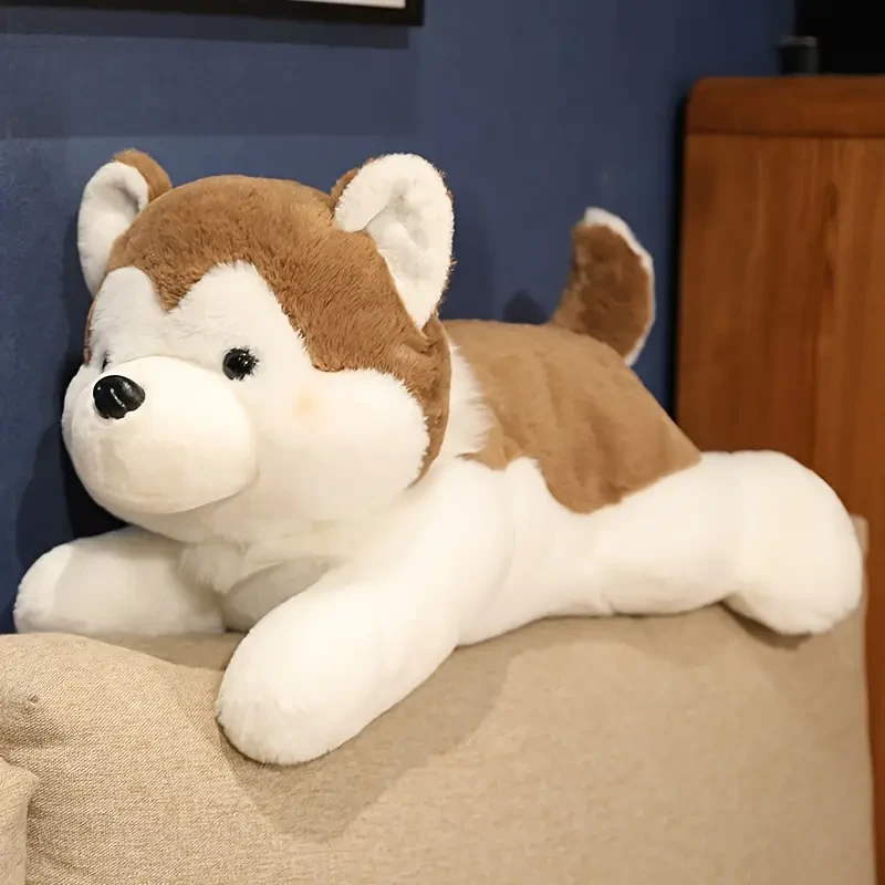 Simulation Husky Plush Pillow Lying Huskie Stuffed Animal Toy