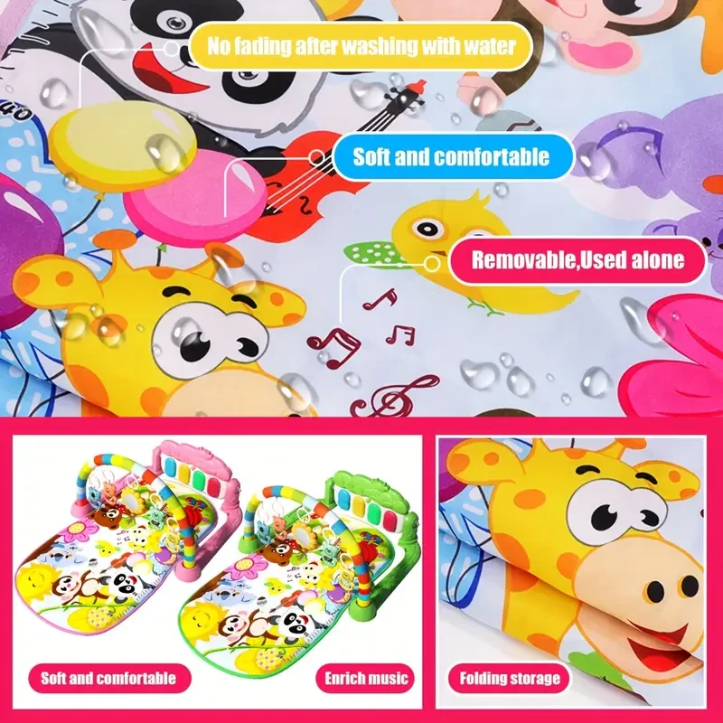 Interactive Youngsters Play Mat with Music Pedal Piano - Fun & Educational Fitness Rack Toy for Youngsters, Perfect Gift for Christmas, Birthday, Halloween - Green/Pink