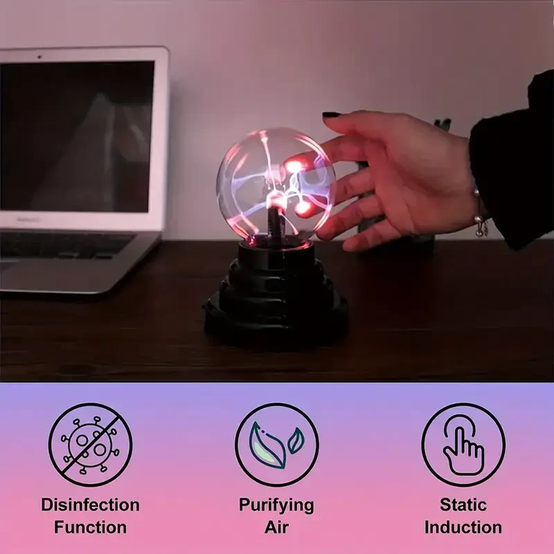 1pc Plasma Ball Light, Touch & Sound Activated Lightning Globe