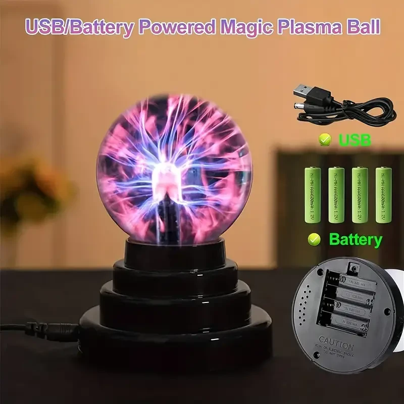 1pc Plasma Ball Light, Touch & Sound Activated Lightning Globe