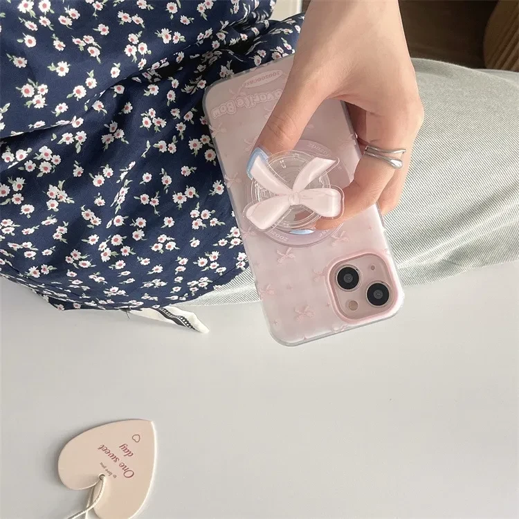 Magnetic Drop-resistant Plaid Bow Phone Case