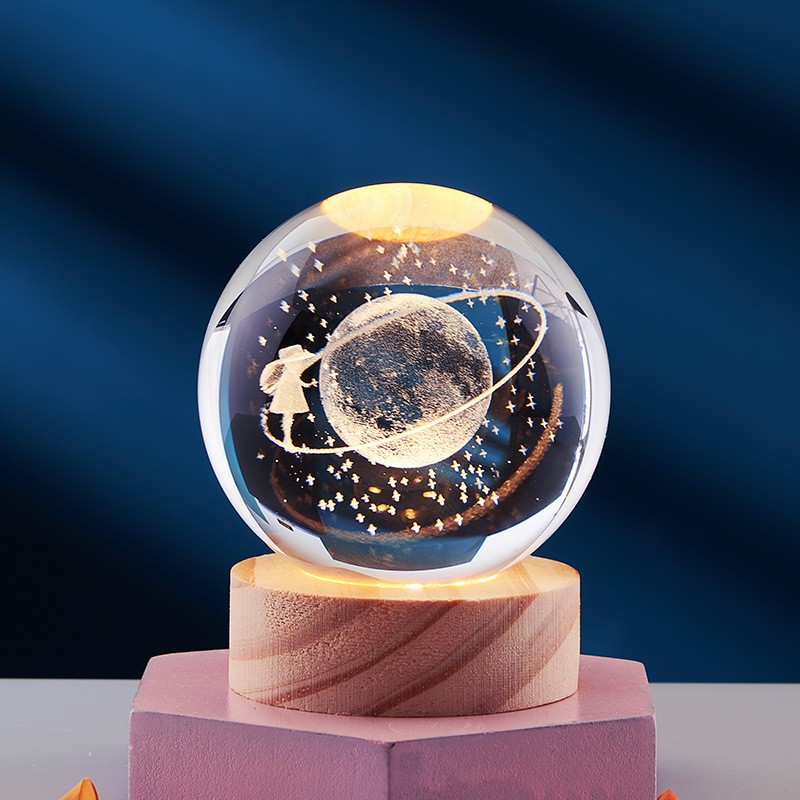 3D Crystal Solar System Globe Night Light