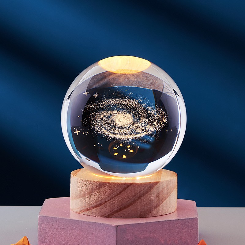 3D Crystal Solar System Globe Night Light