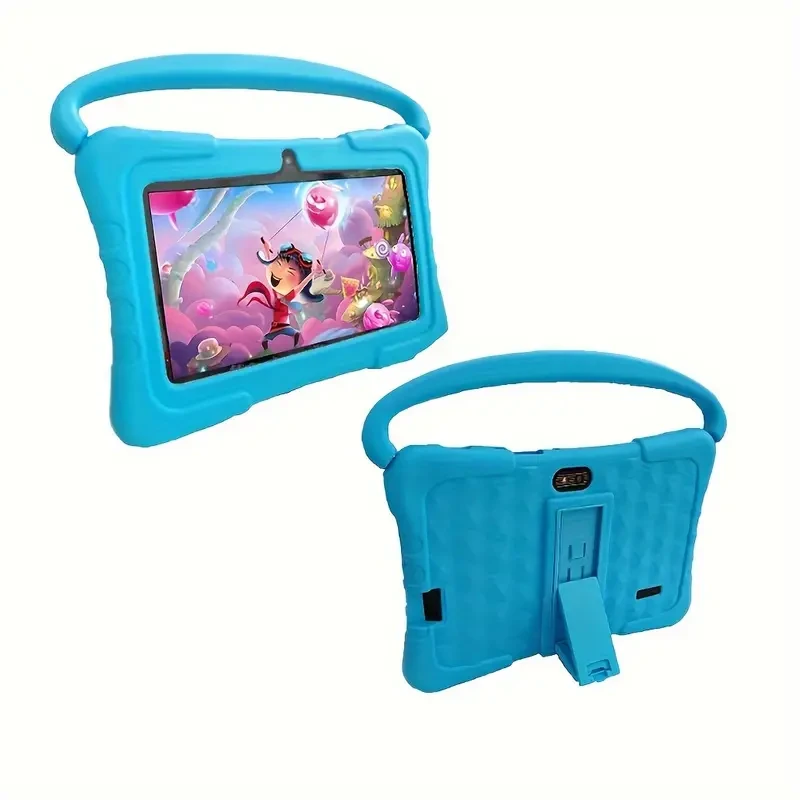 Learning Tablets, 32GB RAM 2GB RAM Android System Tablet With 2.4G WiFi, GMS, Eye Protection Screen, Parental Control, Education APP, Dual Camera, Shockproof Case, Games Halloween, Christmas Gift