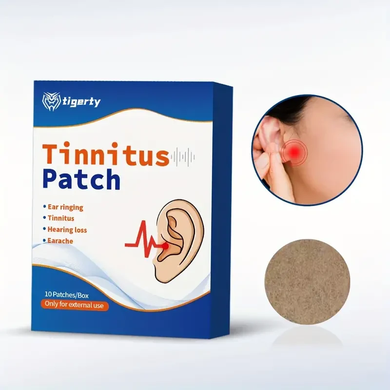 Tinnitus Relief Patches  Homeopathic Natural Herb Ear Ringing Treatment, 10 Patches/Box