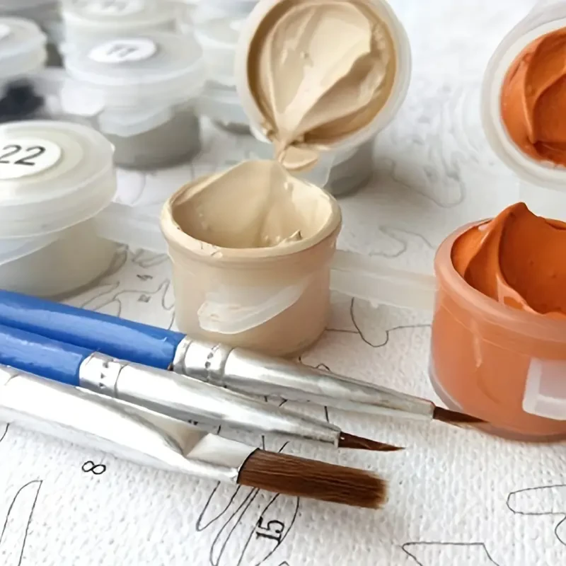 Paint By Number Kit on Canvas 40x50 cm with Wooden Frame  Glowing Tulips