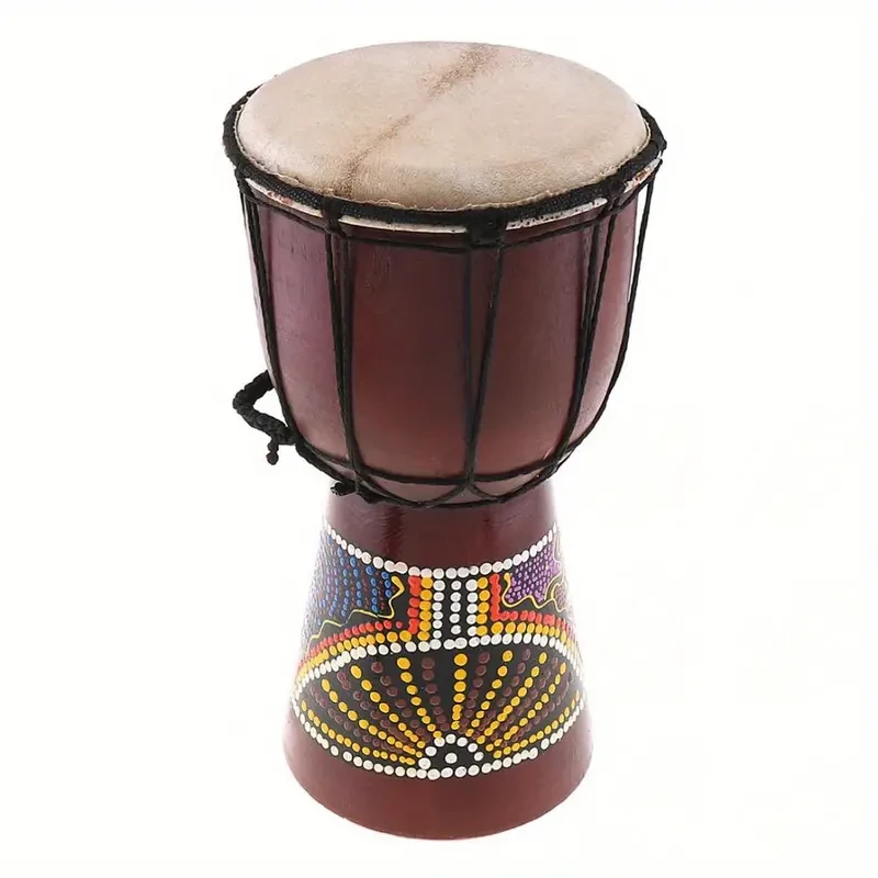 Lixada 15.24cm Hand-Carved African Djembe Drum - Solid-Wood Goat-Skin Traditional Instrument