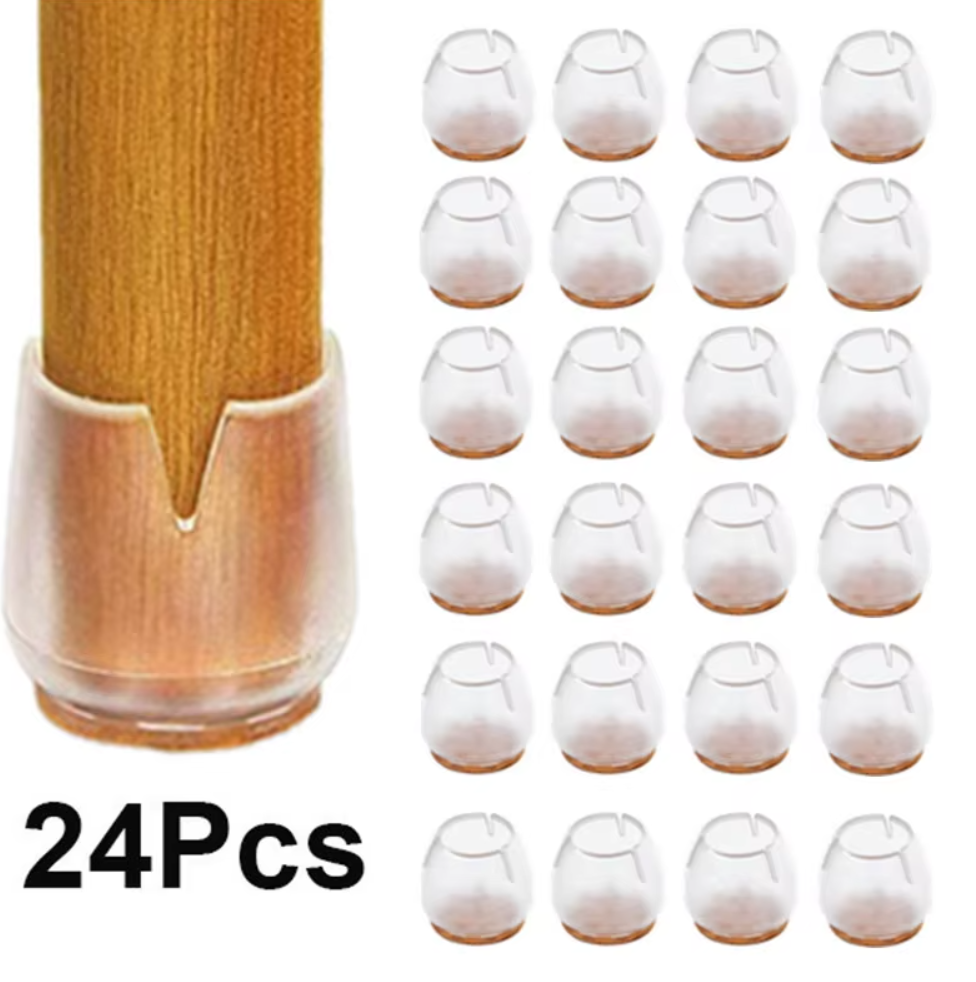 24pcs Transparent Non-Slip Silicone Chair Caps