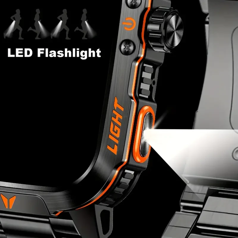 2.01 Inch Large Screen Men's Outdoor Sports Smartwatch Plus - Touchscreen, Waterproof, Motion Tracking, Wireless Connectivity, Android and iPhone Compatible, Fitness Tracker, Notifications, and More