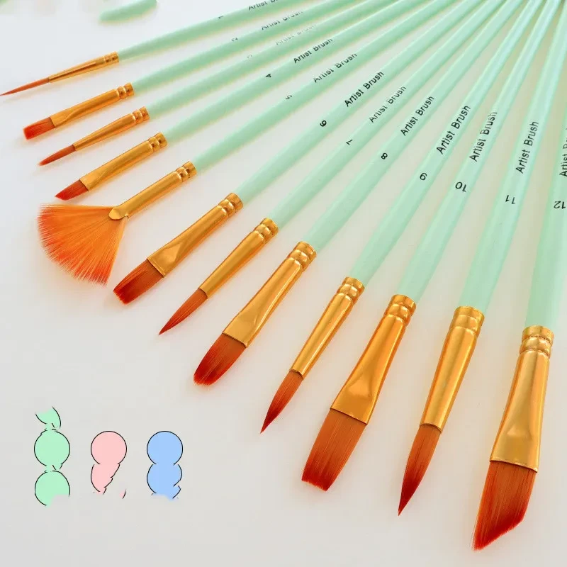 12 Gradient Color Nylon Brush