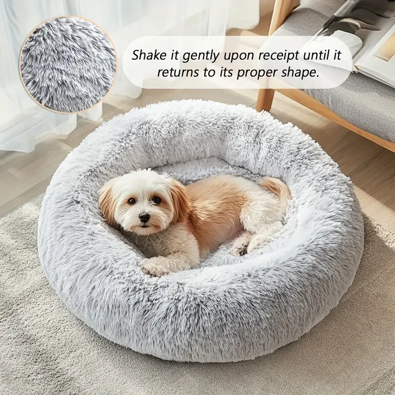 Cozy Donut Cuddler Bed - Soft, Fluffy, Faux