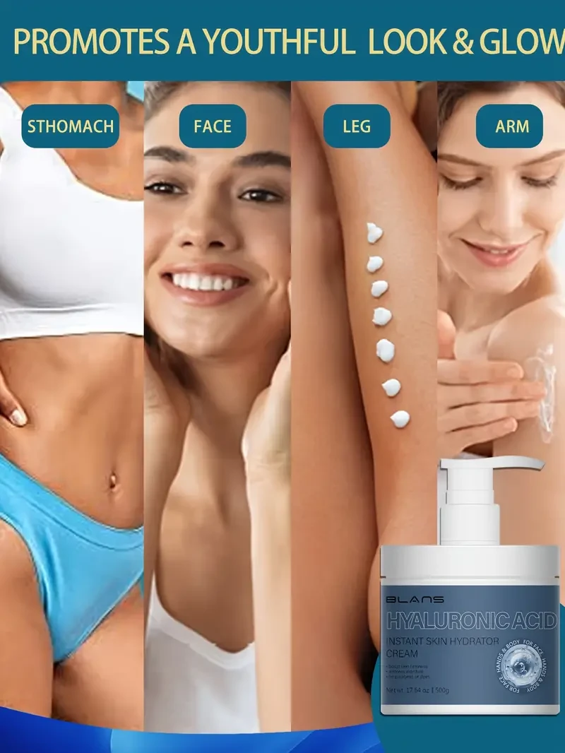 500G Hyaluronic Acid Body Lotion & Face Moisturizer With Vitamin E | Hydrating Dry Skin Firming Lotion | Skin Care Products For Face For Body For Hands And Feet For Women And Men With Plant Squalane