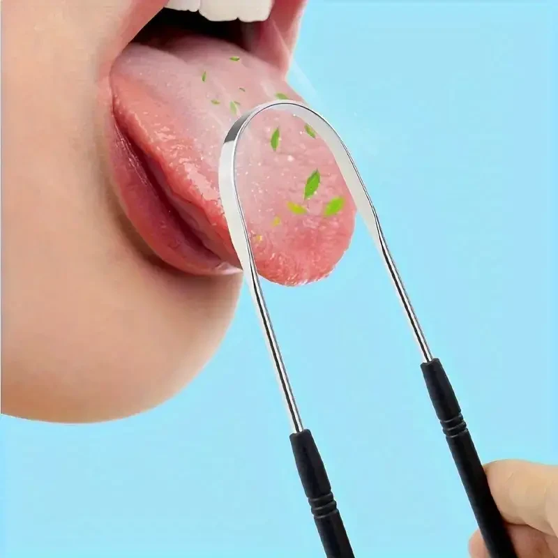 Reusable Stainless Steel Tongue Scraper - Comfort Grip Oral Care Tool