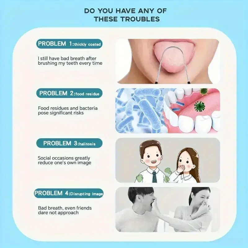 Reusable Stainless Steel Tongue Scraper - Comfort Grip Oral Care Tool