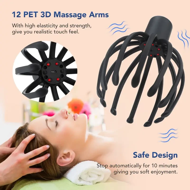 Electric Head Massager & Octopus Scratcher - Stress & Tension Relief