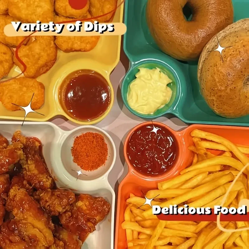 4pcs Sturdy Plastic Serving Platter Set