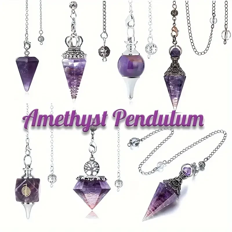 Amethyst Pendulum Pendant with Gravel Crown
