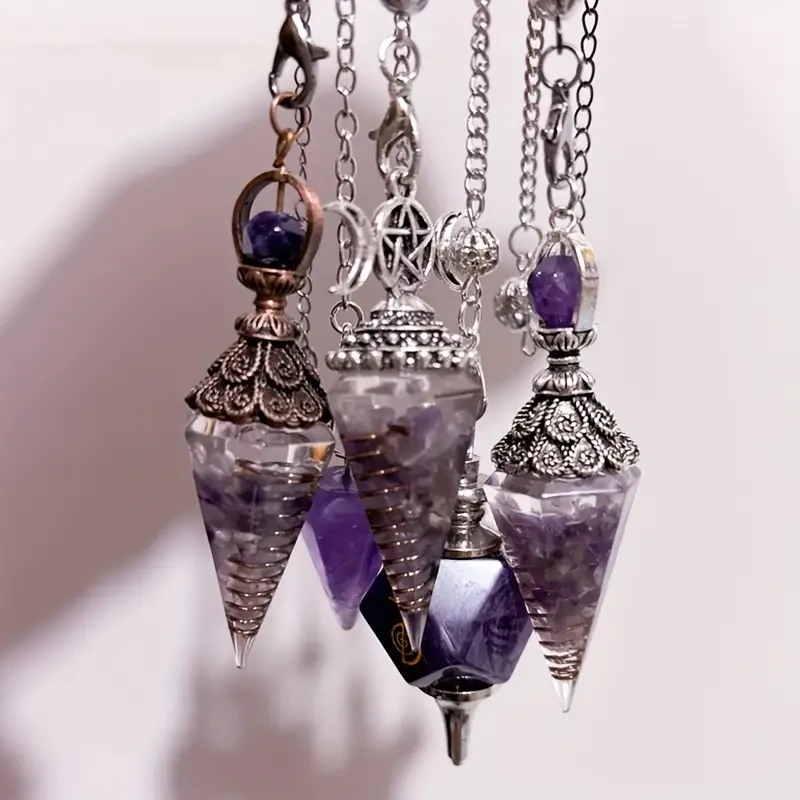 Amethyst Pendulum Pendant with Gravel Crown