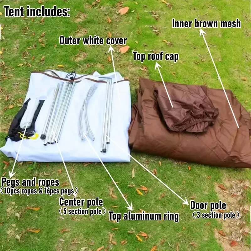 White Camping Tipi Tent - Outdoor Shelter for Camping