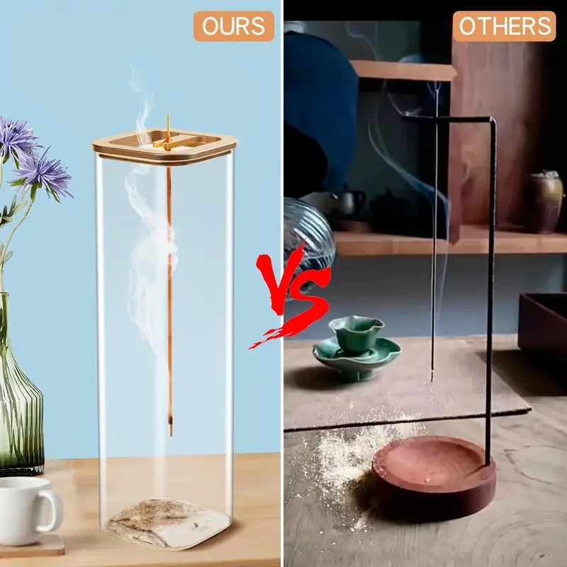 Glass Incense Holder with Metal Base - Ideal for Meditation, Yoga & Home Decor