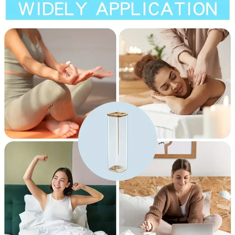 Glass Incense Holder with Metal Base - Ideal for Meditation, Yoga & Home Decor