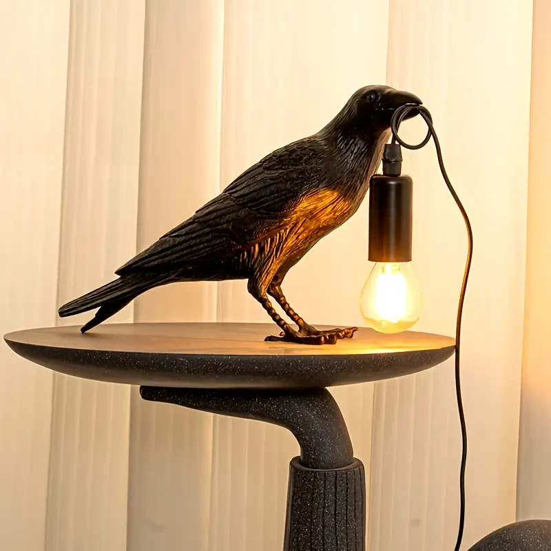 1pc Gothic-style Halloween Party Crow Lamp, Cute Black Crow Table Lamp