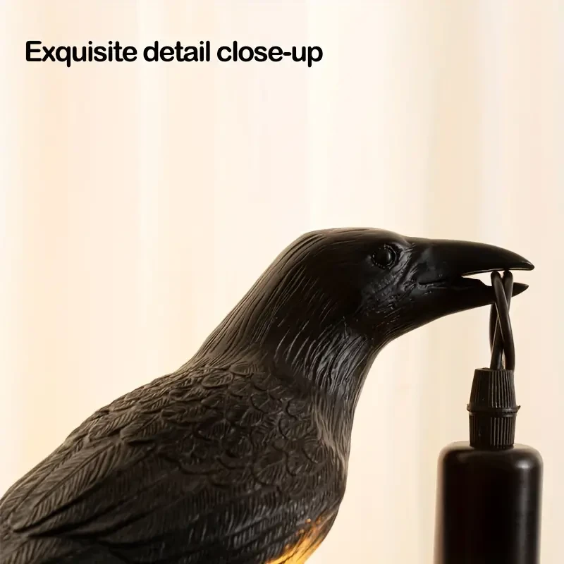 1pc Gothic-style Halloween Party Crow Lamp, Cute Black Crow Table Lamp