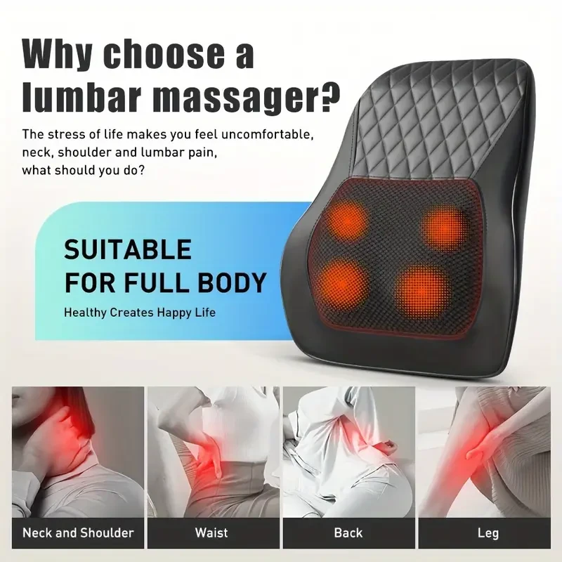 3D Shiatsu Neck & Back Massager Pillow With Heat