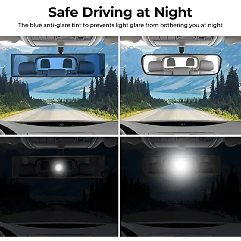 11.81 Inch Panoramic Convex Rear View Mirror - Anti-Glare Wide Angle