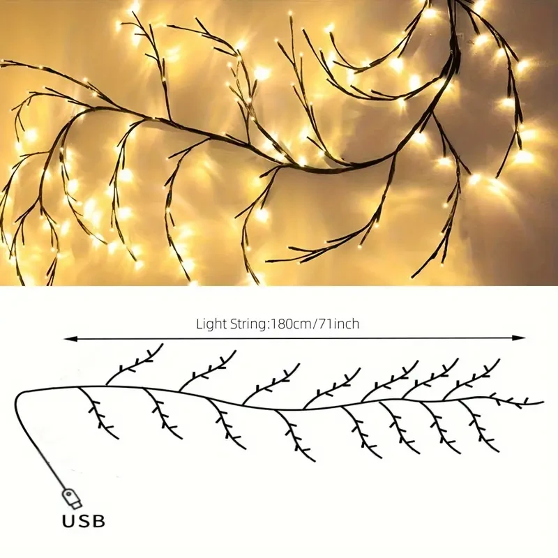LED Willow Vine Lights - 1.8m Artificial Tree Branches for Room Decor