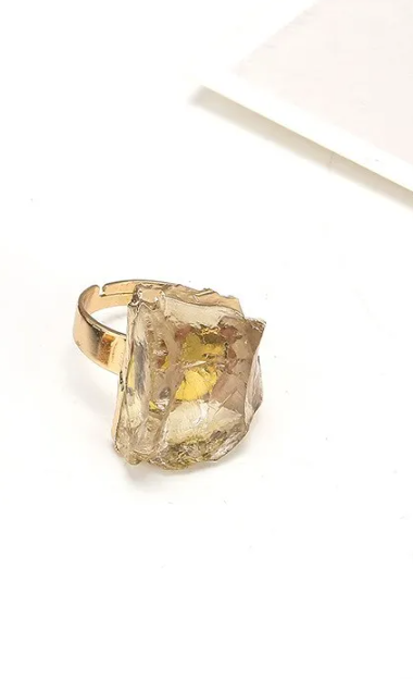 Natural Crystal Plating Rough Stone Ring