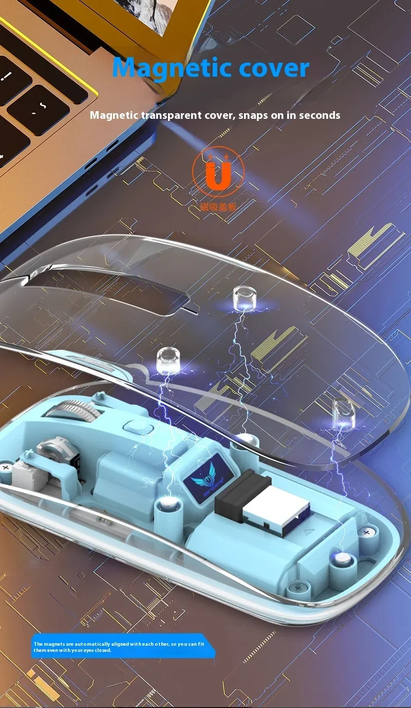 Transparent Magnetic Three-mode Wireless Bluetooth-compatible Mouse