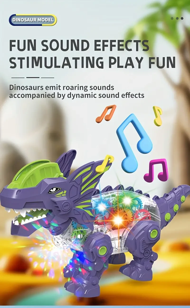 Electric Light Music Dinosaur, Can Be Leash On The Ground Walking, Each Dinosaur Has Two Colors, Matching One Dinosaur In A Box, Random Delivery, Need To Use 3 AA Batteries, Not Packaged Battery