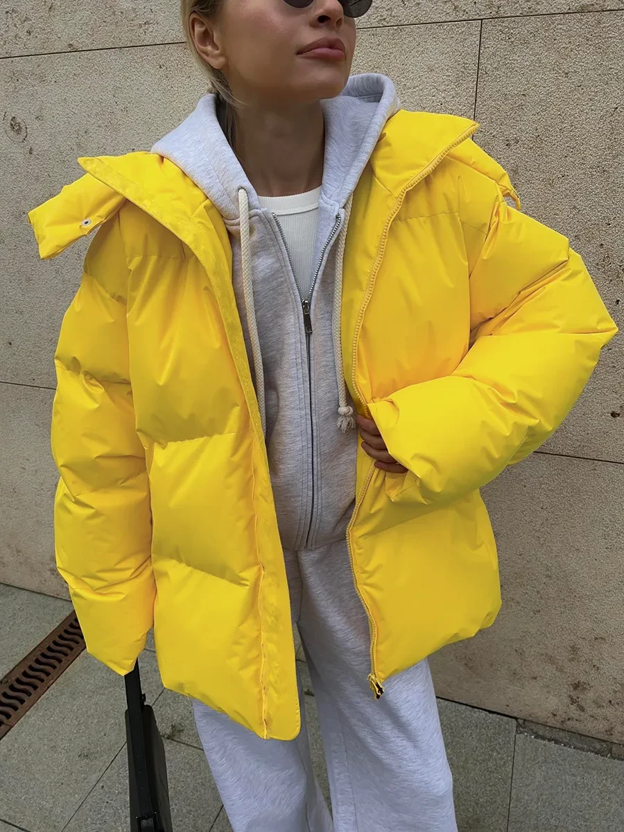 Fashion Coat With Removable Hood Cotton Jacket Winter Warm Windproof Loose Cotton Jacket Loose Parka Outerwear Clothing