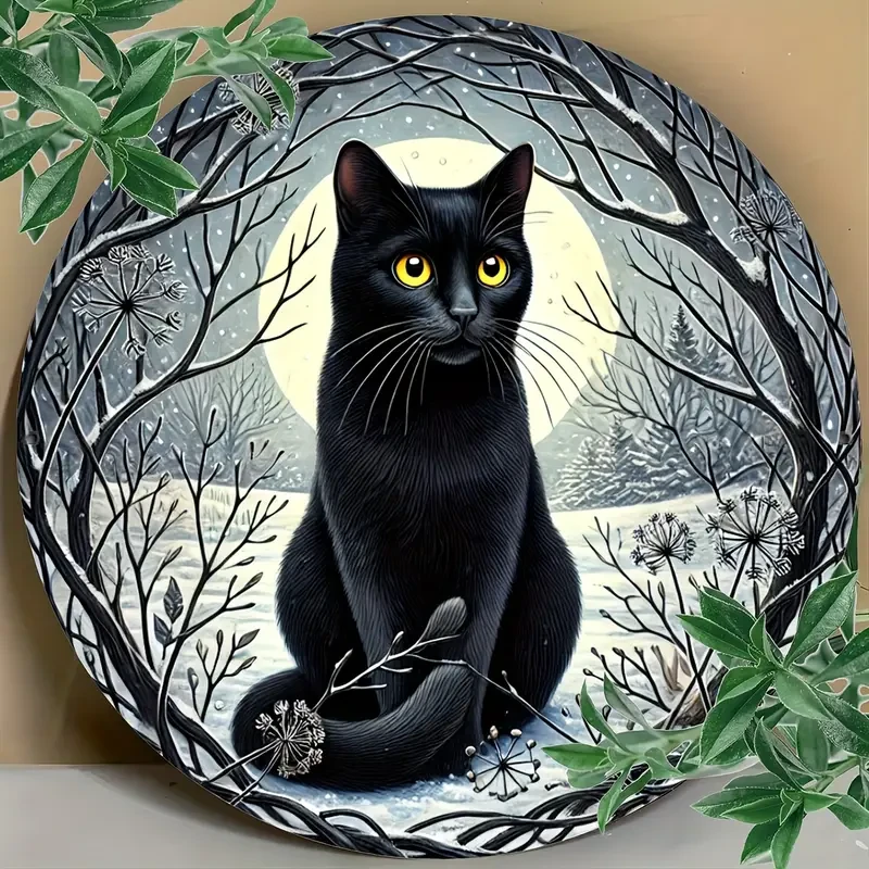 Cat Lover's Delight: 20.32x20.32cm Round Metal Sign
