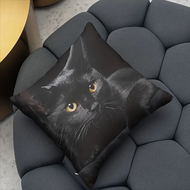 1pc Whimsical Cat Polyester Cushion Cover