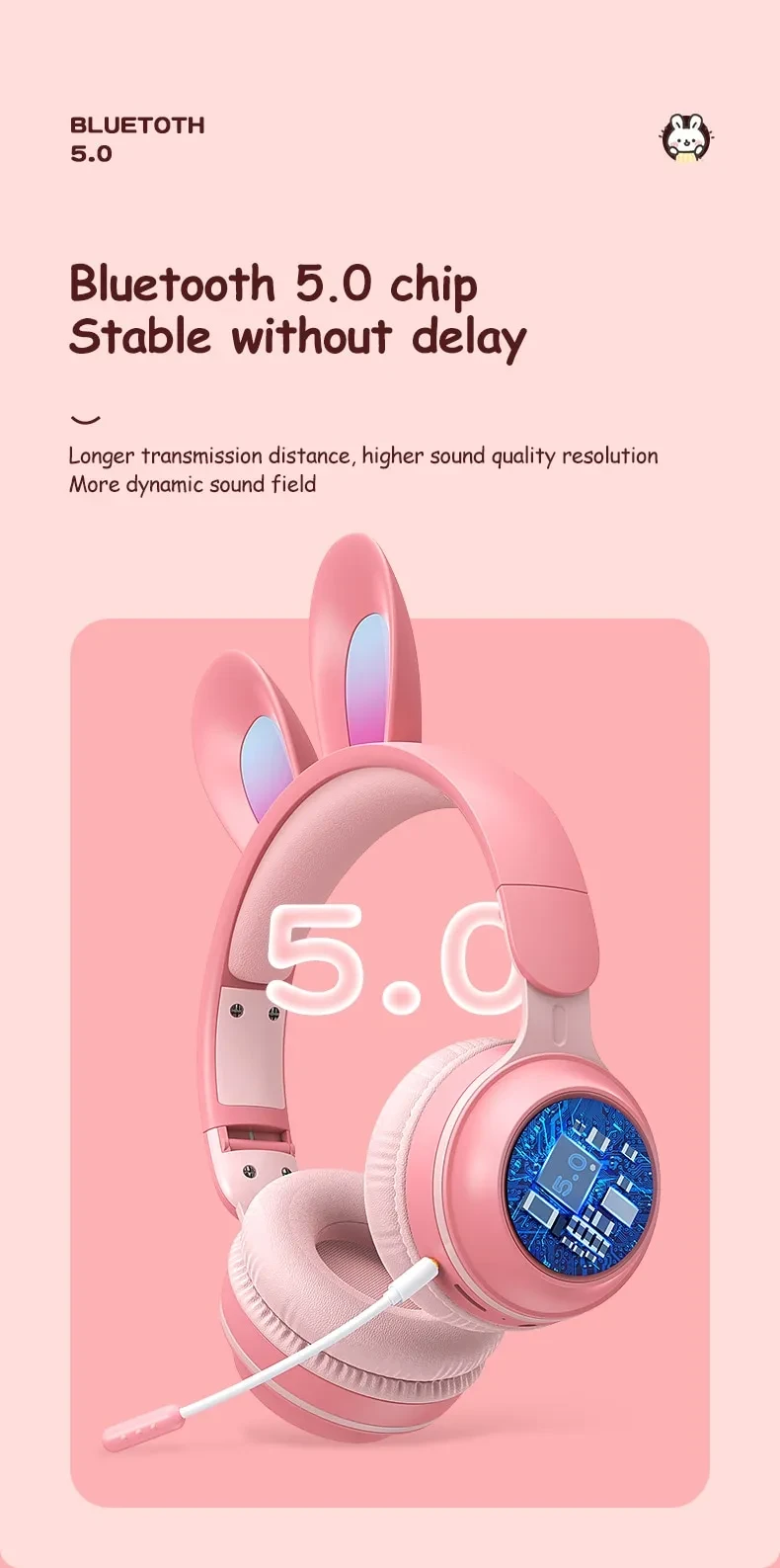 Rabbit Ear Headphones Wireless Luminous