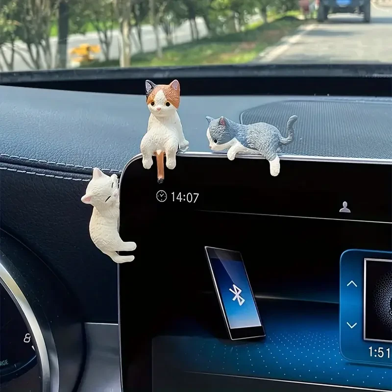 4pcs Set of Adorable Cartoon Cat Car Dashboard Decorations