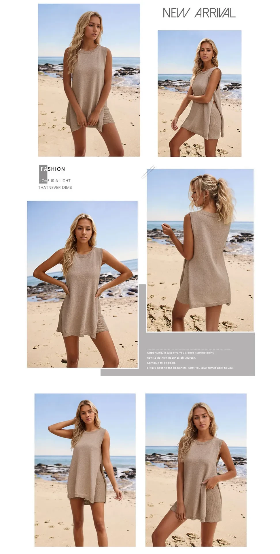 2pcs Women's Knitting Suit Summer Top And Shorts