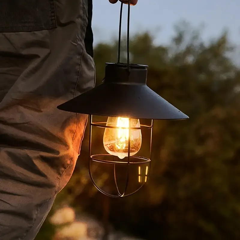 1pc Vintage Solar LED Hanging Lantern