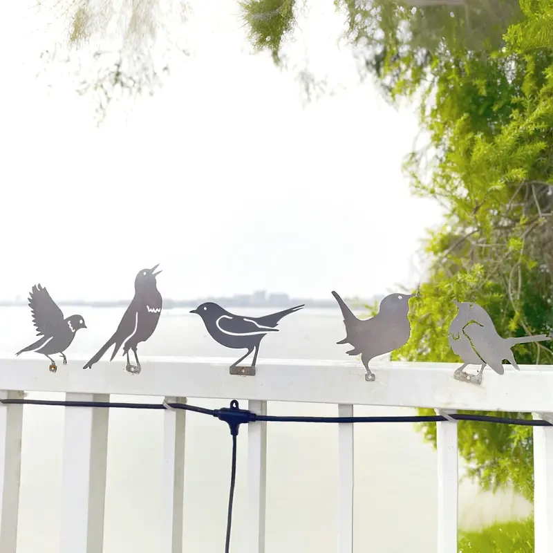 5pcs Rusty Metal Birds Set Outdoor Garden & Yard Decor
