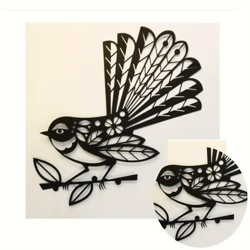 Silvery Carbon Steel Bird & Floral Cutting Dies  10.16x9.4cm Embossing Stencil Set