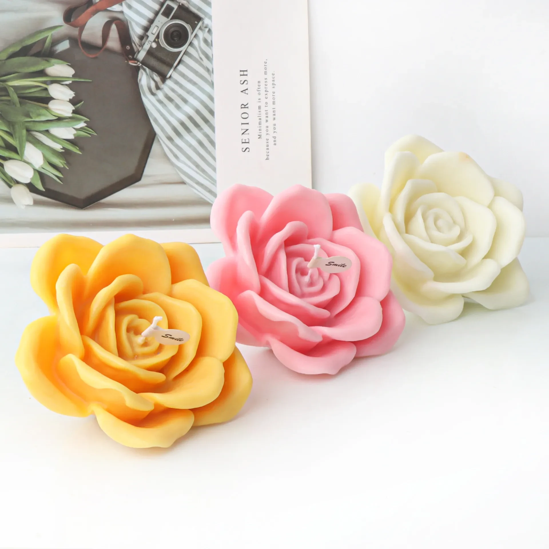 Blooming Peony Flower Candle Mold Aromatherapy Candle Plaster Decoration Silicone Mold