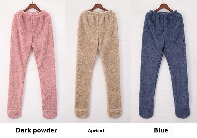 Women Coral Fleece Socks Leggings Winter Warm Sleepwear Ankles Knees Guard Women Home Pants Thick Pajamas Pant