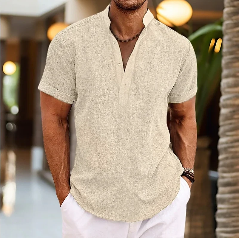 Stand Collar Short Sleeve Shirt